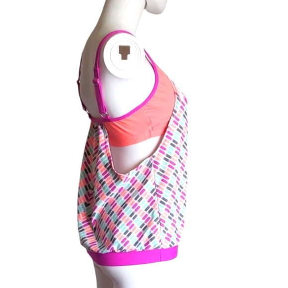 Next Sexy Printed Layered-Style Rosy Tankini Swimwear Top Only Women's Sz 34 B/C - Picture 4 of 10